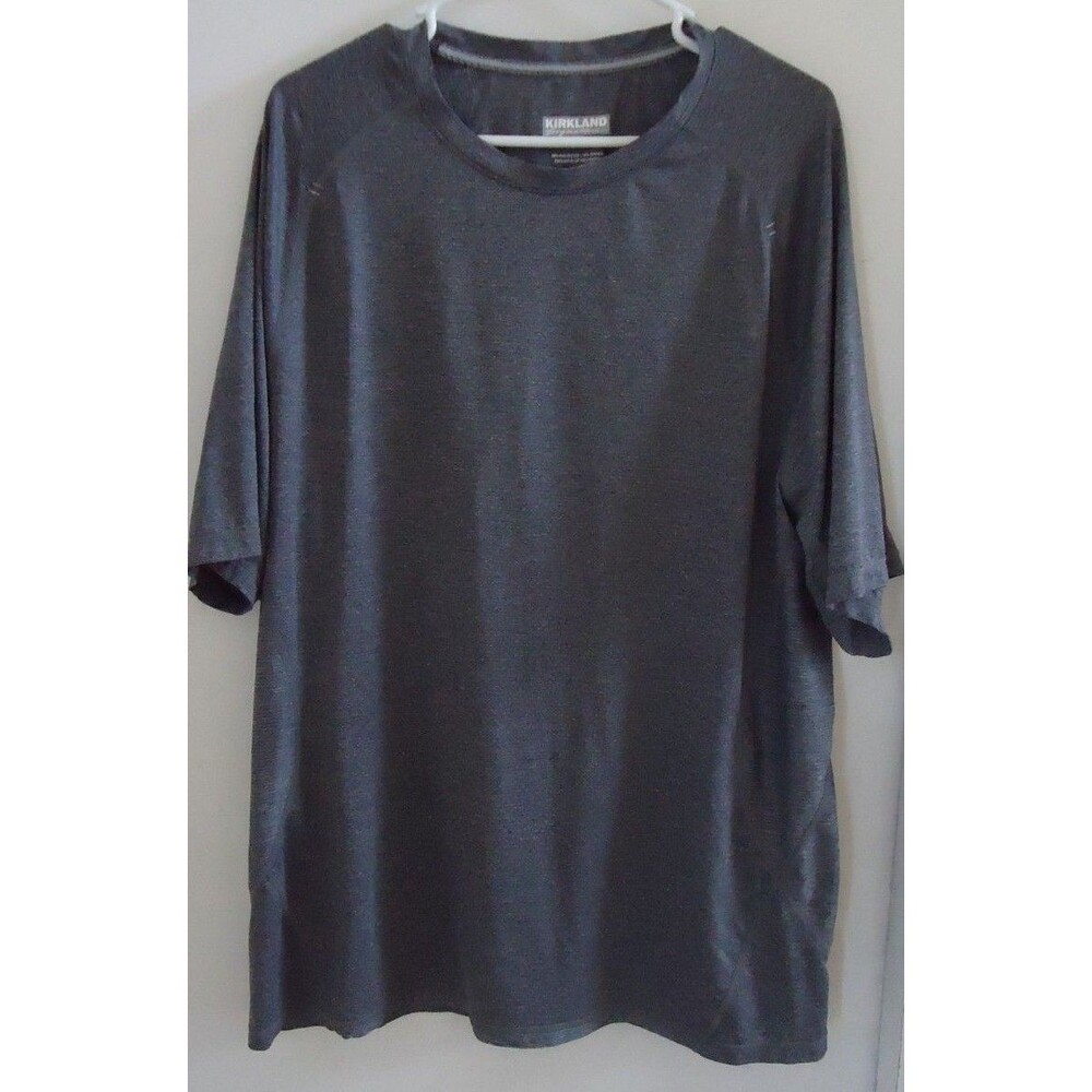 ATHLETIC SHIRT T-SHIRT Men's XXL Grey Short Sleeves Polyester Spandex Activewear
